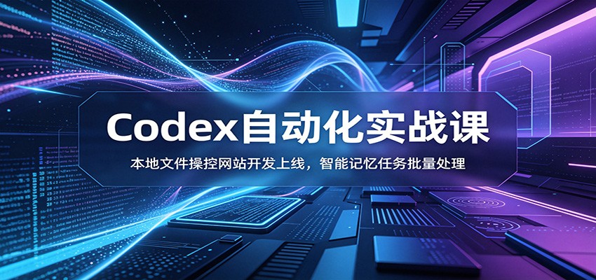 Codex自动化实战课：本地文件操控网站开发上线，智能记忆任务批量处理武野创库-网创项目资源站-副业项目-创业项目-搞钱项目野创库