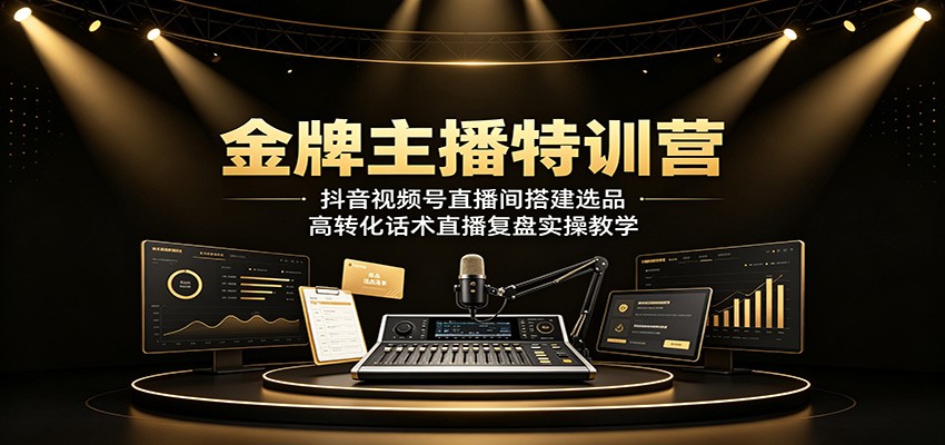 金牌主播特训营：抖音视频号直播间搭建选品，高转化话术直播复盘实操教学武野创库-网创项目资源站-副业项目-创业项目-搞钱项目野创库